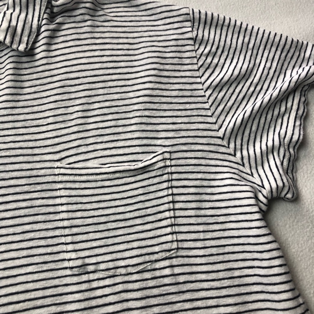 Vince Short Sleeve Striped Polo Shirt Linen - Picture 4 of 7
